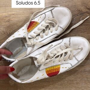 Soludos White Sneakers with Colorful Accents